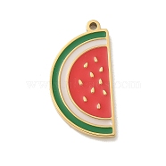 304 Stainless Steel Enamel Pendants, Golden, Fruit Charm, Watermelon, 20x10x1.5mm, Hole: 1.4mm(STAS-I322-84G-G)