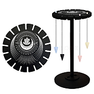 Wooden Wheel, Wooden Display Shelf, Black Holder Stand, Rustic Divination Pendulum Storage Rack, Witch Stuff, Moon, Wheel: 120x8mm, 2pcs, Studdle: 288x12mm, 1pc(DJEW-WH0046-079)