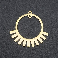 201 Stainless Steel  2-Loop Link Pendants, Laser Cut, Ring, Golden, 30x32x1mm, Hole: 1.6mm(STAS-N090-LA178)