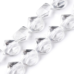 Transparent Glass Beads Strands, Teardrop, Clear, 16x15.5x11~12mm, Hole: 0.8mm, about 25pcs/strand, 15.35 inch(39cm)(GLAA-N001-49)