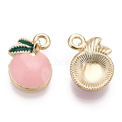 Alloy Enamel Pendants, Cadmium Free & Lead Free, Orange, Light Gold, Pink, 16x12x4mm, Hole: 2mm(ENAM-T009-51B-RS)