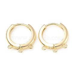 Brass Hoop Earring Finding, Round, Light Gold, 17.5x16x2.5mm, Hole: 1mm, Pin: 1mm(KK-C024-14KCG)