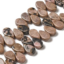 Natural Rhodonite Beads Strands, Teardrop, Top Drilled, 9~10x5~5.5x3.5~4mm, Hole: 0.7mm, about 40~48pcs/strand, 7.09~7.28''(18~18.5cm).(G-B064-B31)