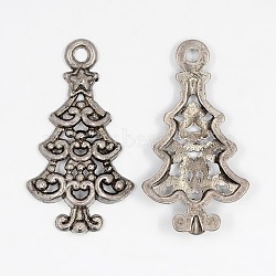 Tibetan Style Alloy Pendants, Cadmium Free & Lead Free, Christmas Tree, Antique Silver, 24x13.5x2mm, Hole: 2mm(ZA10-0061Y)