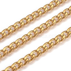 3.28 Feet Vacuum Plating 304 Stainless Steel Cuban Link Chains, Chunky Curb Chains, Unwelded, Golden, 6mm(X-CHS-G010-02G)