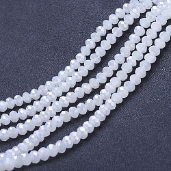 Electroplate Glass Beads Strands, Imitation Jade Beads, AB Color Plated, Faceted, Rondelle, Snow, 3.5~3.8x3mm, Hole: 0.4mm, about 113~115pcs/strand, 32~33cm(EGLA-A034-J3mm-B07)