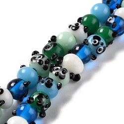 Handmade Lampwork Beads, Bumpy, Panda, Mixed Color, 10~12x11~15x8~10mm, Hole: 1.8~2mm, about 39pcs/strand, 12.80 inch(32.5cm)(LAMP-F020-32)