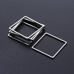 Non-Tarnish 304 Stainless Steel Linking Rings, Laser Cut, Square, Stainless Steel Color, 20x20x1mm, Inner Size: 18x18mm(STAS-S105-T935-1)