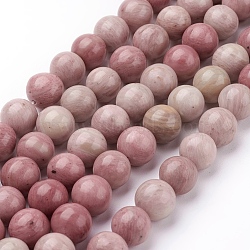 Natural Rhodonite Beads Strands, Grade A, Round, 10mm, hole: 1mm, 16 inch, about 40pcs/strand(X-G-G099-10mm-33)