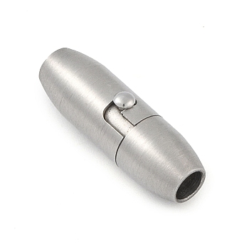 Non-Tarnish 304 Stainless Steel Locking Tube Magnetic Clasps, Matte Style, Oval, Stainless Steel Color, 19x6mm,Hole:3mm