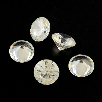 Diamond Shaped Cubic Zirconia Pointed Back Cabochons, Faceted, Clear, 16mm