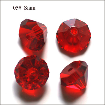 Imitation Austrian Crystal Beads, Grade AAA, Faceted, Diamond, Dark Red, 9.5~10x7~8mm, Hole: 0.9~1mm
