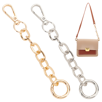 WADORN 2Pcs 2 Colors Iron Cable Chain Purse Strap Extenders, with Swivel Clasps & Spring Gate Ring, for Bag Replacement Accessories, Mixed Color, 15.2cm, 1pc/color