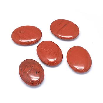 Natural Red Jasper Oval Palm Stone, Reiki Healing Pocket Stone for Anxiety Stress Relief Therapy, 44~45x33~34x9~12mm