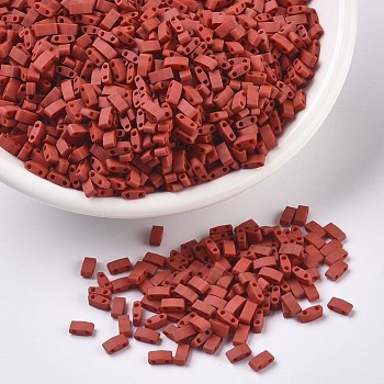 MIYUKI Half TILA Beads, Japanese Seed Beads, 2 Hole, (HTL2315) Matte Opaque Terra Cotta, 5x2.3x1.9mm, Hole: 0.8mm, about 1250pcs/50g