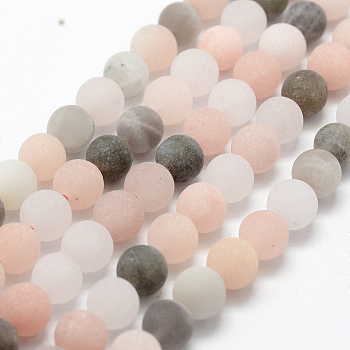 Natural Multi-Moonstone Beads Strands, Frosted, Round, 8~8.5mm, Hole: 1mm, about 48pcs/strand, 15.55 inch(39.5cm)