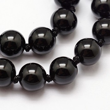 Natural Black Onyx Beads Strands, Round, 6mm, Hole: 1mm, about 64pcs/strand, 18.9 inch