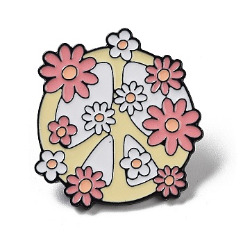 Love & Peace Theme Alloy Enamel Pin Brooch, for Backpack Clothes, Peace Sign, 27x28.5x1.5mm