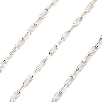 925 Sterling Silver Paperclip Chains, Soldered, without Spool/Card Paper, Silver, 3.5x1.5x0.3mm