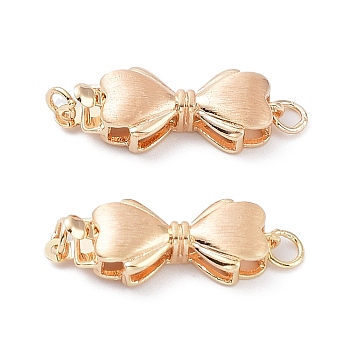 Rack Plating Brass Box Clasps, Long-Lasting Plated, Bowknot, Real 18K Gold Plated, 7.5x20x4.3mm, Hole: 2.3mm