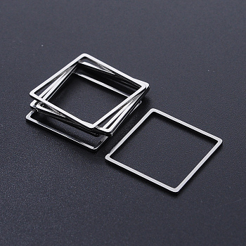 304 Stainless Steel Linking Rings, Laser Cut, Square, Stainless Steel Color, 20x20x1mm, Inner Size: 18x18mm