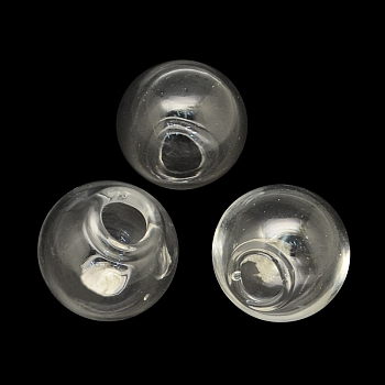 Round Handmade Blown Glass Globe Ball Bottles, One Hole, for Glass Vial Pendants Making, Clear, 14mm, Hole: 4mm