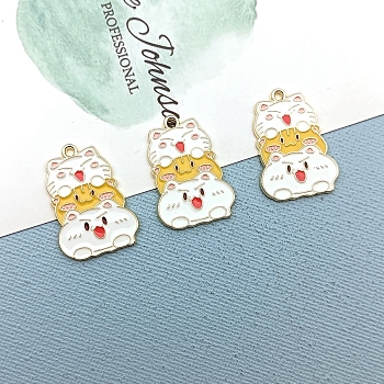 Alloy Enamel Pendants, Golden, Cat Charm, Gold, 30x21mm