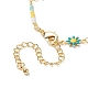 Brass Flower Link Chain Bracelet with Seed Beaded for Women(BJEW-JB09297)-5