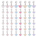 80Pcs 8 Styles Butterfly Transparent Spray Painted Glass Charms, with Zinc Alloy Lobster Claw Clasps, Mixed Color, 25mm, 10pcs/style(HJEW-DC00039)