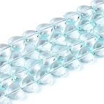 Baking Paint Transparent Glass Beads Strands, Heart, Light Cyan, 8x8x5mm, Hole: 0.5~0.9mm, about 80~81pcs/strand, 23.62~24.41 inch(60~62cm)(DGLA-N021-01A-01)