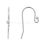 925 Sterling Silver Earring Hooks, Silver, 20x10mm, Hole: 1mm, 22 Gauge, Pin: 0.7mm(STER-A002-229)