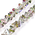 Electroplate Transparent Glass Beads Strands, Half Rainbow Plated, Faceted Triangle, Violet, 6x6x3.5mm, Hole: 1.2mm, about 85~88pcs/strand, 10.43~10.82 inch(26.5~27.5cm)(X-EGLA-P052-02A-HR01)