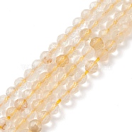 Natural Citrine Beads Strands, Faceted, Round, 3mm, Hole: 0.5mm, about 132pcs/strand, 15.7 inch(40cm)(G-F509-40-3mm)