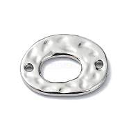 Rack Plating Alloy Links, Textured Hollow Oval Connector Charms, Platinum, 14x18x1.5mm, Hole: 1.5mm(FIND-M014-01P)