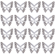 40PCS Alloy Rhinestone Cabochons, Nail Art Decoration Accessories, Butterfly, Silver, 8.5x9.5x1.5mm(FIND-SC0005-35)