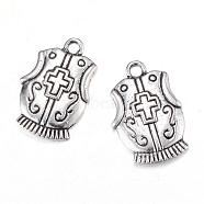 Tibetan Style Alloy Pendants, Cadmium Free & Lead Free, Armor of God Breastplate, Antique Silver, 23x15x2.5mm, Hole: 2mm, about 610pcs/1000g(TIBEP-Q062-02AS-RS)