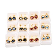 Evil Eye Glass Ear Fake Plugs, 304 Stainless Steel Enamel Piercing Stud Screw Earrings for Women, Golden, Mixed Color, 9mm, Pin: 1mm(EJEW-H105-27G)