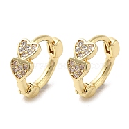 Rack Plating Brass Micro Pave Cubic Zirconia Hoop Earrings, Heart, Golden, 11x11x4mm(EJEW-A031-19G)