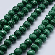 Natural Malachite Beads Strands, Grade AA, Round, 6mm, Hole: 0.7mm, about 63pcs/strand, 15.5 inch(39.5cm)(G-F571-27AA1-6mm)