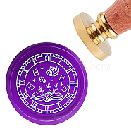 Brass Wax Seal Stamp with Handle, for DIY Scrapbooking, Clock Pattern, 3.5x1.18 inch(8.9x3cm)(AJEW-WH0184-0418)