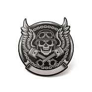Skull & Wing Alloy Brooch for Backpack Clothes, Black, 30x27x1.8mm(JEWB-G020-12P)
