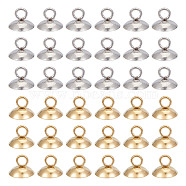 GOMAKERER 80Pcs 2 Colors 201 Stainless Steel Bead Cap Pendant Bails, for Globe Glass Bubble Cover Pendant Making, Golden & Stainless Steel Color, 7.5x10mm, Hole: 3mm, 40Pcs/color(STAS-GO0001-12)