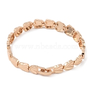 Brass Link Chain Bracelets for Women Men, Light Gold, Heart, 7-1/8 inch(18cm), Link: 11x8x2.5mm(BJEW-P324-01B-KCG)