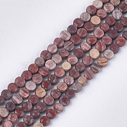 Natural Rhodonite Beads Strands, Faceted, Flat Round, 4~4.5x2.5~3mm, Hole: 0.8mm, about 88~89pcs/strand, 14.9 inch~15.1 inch(G-S354-44)