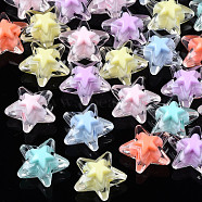 Transparent Acrylic Beads, Bead in Bead, Star, Mixed Color, 16x16.5x9.5mm, Hole: 2.5mm, about 550pcs/500g(TACR-S135-025)
