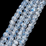 Baking Painted Transparent Glass Bead Strands, Round, Deep Sky Blue, 8mm, Hole: 1.2mm, about 102pcs/strand, 30.24''(76.8cm)(DGLA-R053-02C)