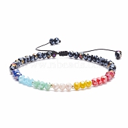 Bling Glass Braided Bead Bracelet for Women, Colorful, Inner Diameter: 2-1/8 ~3-1/4inch(5.4~8.4cm)(BJEW-TA00101)