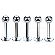 304 Stainless Steel Round Threadless Labrets for Women Men, Stainless Steel Color, Pin: 1.2x10mm, Head: 3mm(WG9B6EB-03)