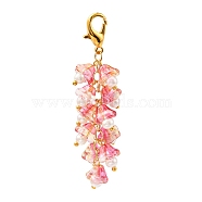 Trumpet Flower Glass Pendant Decorations, Lobster Clasp Charms, Clip-on Charms, for Keychain, Purse, Backpack Ornament, Tomato, 69mm(HJEW-YW0001-02C)