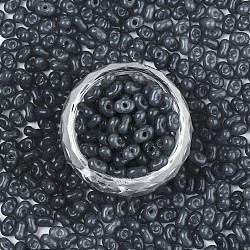 Grade A Glass Seed Beads, Czech Glass Beads, Imitation Jade Peanut Beads, Slate Gray, 6x3mm, Hole: 1.2mm, about 95pcs/10g(X-SEED-R050-2378)
